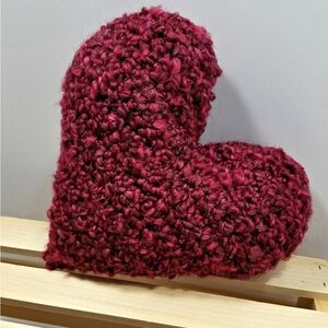 Handcrafted Burgundy Heart-Shaped Pillow